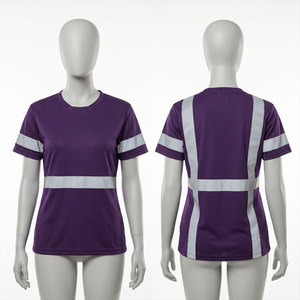 Camiseta de Trabajo de Alta Visibilidad Reflectante para Hombre, Negra con Rayas Amarillas, 100% Algodón Transpirable, Certificación CE/UE - Product Image 1