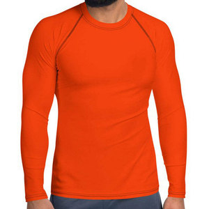 Haut de compression athlétique à manches longues orange pour homme, séchage rapide, pour adultes - Product Image 6