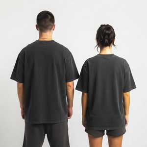 เสื้อยืดคอกลมแขนสั้นสีดำล้วนไซส์ใหญ่สำหรับผู้หญิงและผู้ชาย ขายส่ง คุณภาพสูง รับทำโลโก้และแบรนด์ส่วนตัว - Product Image 4