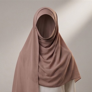Hiyab de Chifón Liso de Moda, con Gorro Interior a Juego, Conjunto de Hiyab Musulmán con Gorro Interior de Jersey, Suave, Transpirable, de Primera Calidad, Nuevo - Product Image 1