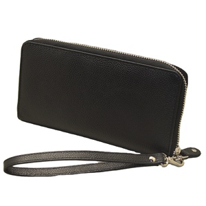 Cartera de mano larga de cuero Saffiano personalizada de moda, superventas, para mujer, con cremallera, cuentas, protección RFID auténtica y forro de poliéster - Product Image 3