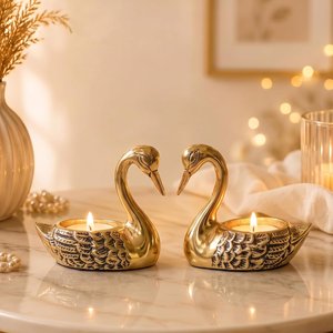 Candelabros de Metal con Forma de Cisne, Dorados, para Velas Cónicas, Centro de Mesa para Bodas y Hogar - Product Image 1