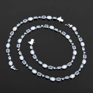 Hip Hop Moissanite Gemstone Tennis Chain <b>Necklace</b> Iced Out Luxury Street Fashion <b>Statement</b> Chain for Men Women - Product Image 1