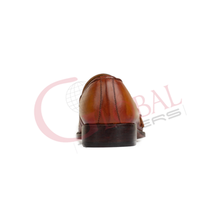 Chaussures habillées pour hommes en cuir véritable faites à la main, mocassins de bureau en cuir à motif autruche, chaussures formelles à enfiler - Product Image 3