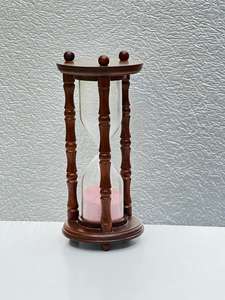 Reloj de Arena de Madera de 8.5'' con Arena Rosa |   Reloj de Arena Decorativo para Mesa con Diseño Rústico de Cruz de Ángel para Fiestas de Cumpleaños - Product Image 5