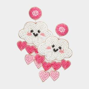 Pendientes de Aro Colgantes de Lujo y de Moda para Boda, con Bordado Hecho a Mano, Cuentas de Semillas y Diseño de Nube Adorable, Joyería de Moda - Product Image 1