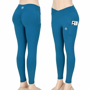 Leggings de yoga gris taille haute pleine longueur, unis, avec poches, coutures contrastées, sans coutures, extensibles dans quatre directions, écologiques, pour le sport - Product Image 1