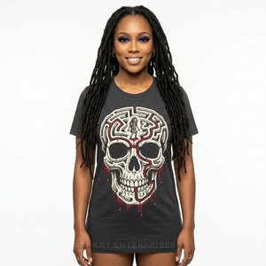 Camiseta de algodón negra para mujer The Dead Collection Gothic Library con gráfico de lectora zombi, ropa personalizada de fábrica boutique - Product Image 2