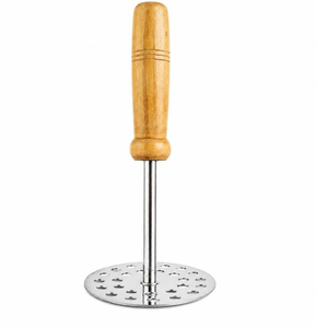 Triturador de Patatas de Acero Inoxidable con Mango de Madera, Prensa de Patatas y Utensilio de Cocina para Verduras, para Patatas Machacadas y Preparación de Alimentos - Product Image 1