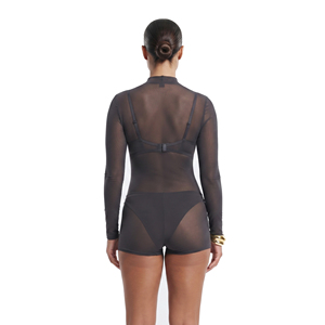 Women <b>Sheer</b> Mesh Jumpsuit Turtleneck Long Sleeve High Waist Solid Clubwear <b>Bodysuits</b> Sexy <b>Bodysuit</b> See Through One Piece Women - Product Image 4