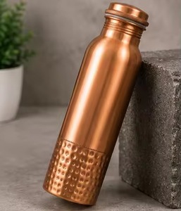 Copper Water Bottle Hammered Finish Portable Travel <b>Drinkware</b> Traditional Chinese Design - Product Image 5