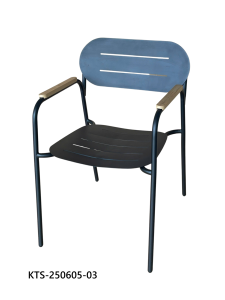 Minimalist <b>Outdoor</b> <b>Chair</b> Metal Frame Wood Armrests Durable Water Resistant - Product Image 1