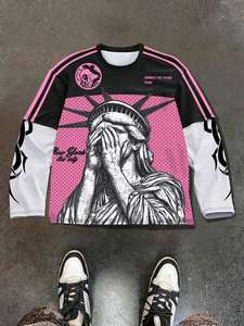 Maillot en maille unisexe personnalisé par sublimation, streetwear, surdimensionné, avec numéro graphique, manches longues, mode urbaine, vente en gros - Product Image 5