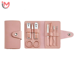Kit de soin des ongles 7 pièces, ciseaux, coupe-ongles, manucure, pédicure, avec sac en cuir coloré, outils professionnels de soin des ongles, OEM - Product Image 1