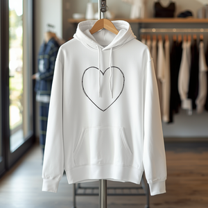 <b>Hearts</b> Print Hoodie Cute Graphic Cotton Fleece Pullover Sweatshirt with OEM ODM Customization - Product Image 4