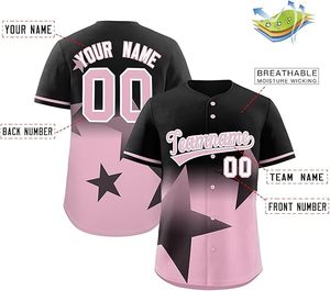 เสื้อเบสบอลแบบกำหนดเอง เสื้อเบสบอลไล่เฉดสี ปักชื่อและหมายเลขส่วนตัวสำหรับผู้ชาย ผู้หญิง และเยาวชน - Product Image 4