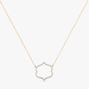 จี้สร้อยคอรูปดอกบัว 14K 18K ทองคำแท้ ประดับเพชรทรงกลมเจียระไนแบบ Pave เพชรเลี้ยงในห้องปฏิบัติการ เครื่องประดับจิตวิญญาณสำหรับใส่ทุกวัน งานละเอียด ขายส่ง - Product Image 1