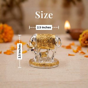 Kamdhenu Cow Idol 2.5 Inch Silver Plated with Gold Inlay-Auspicious Vastu Home Decor for Pooja Room <b>Mandir</b> & Diwali - Product Image 2