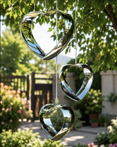 Silver Heart Hanging <b>Wind</b> <b>Chime</b> Outdoor Garden Decor Romantic Metal Heart Ornament for Patio Balcony Yard Home Decoration - Product Image 6