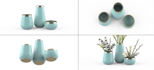 Vantage Modern Luxury Set of 3 Aluminium Enamel Finished Tabletop Flower <b>Vase</b> <b>Unique</b> Style Fancy Home Wedding Decor - Product Image 6