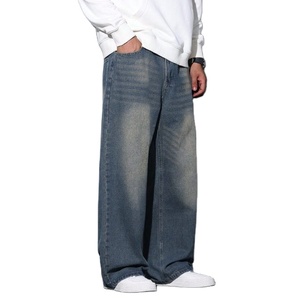 Vaqueros de mezclilla para hombre, estilo americano retro, holgados, de pierna ancha, hip hop, con textura verde, sencillos, modernos y muy versátiles. - Product Image 5