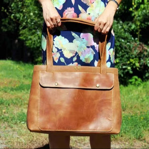 Nouveautés - Sac fourre-tout pour femme en cuir véritable 100% - Logo imprimé personnalisé - Fermeture éclair - Utilisation quotidienne - Cuir de vachette - Sac pour femme - LTB-0207 - Product Image 1