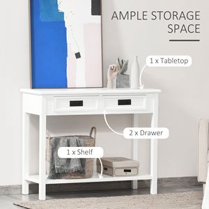Consolle Moderna Bianca con 2 Cassetti Contenitori e Ripiano Aperto per Ingresso, Soggiorno o Camera da Letto - Per Uso Domestico o Commerciale - Product Image 4