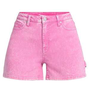 Shorts en jean rose taille haute pour femme, style charpentier, multi-poches, décontracté, été, plage, vêtements - Product Image 1
