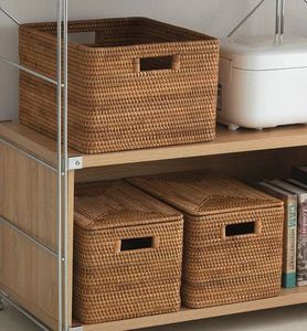 Vietnamese Handicraft Rattan <b>Basket</b> Natural Woven Wicker Storage <b>Basket</b> with Lid Home Organization Laundry <b>Basket</b> - Product Image 3