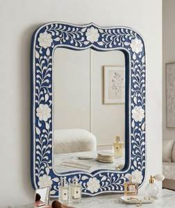 Best Selling Bone Inlay Modish Mirror <b>Frame</b> <b>Grey</b> Floral Pattern MDF Board Made Round Shape Photo <b>Frame</b> Mirror <b>Frame</b> New Design - Product Image 4