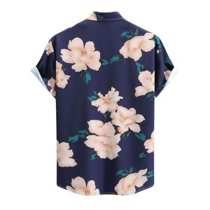 Camisa Casual de Hombre Azul Marino con Flores, Manga Corta, Estilo Hawaiano, con Botones, de Secado Rápido, para Playa - Product Image 2