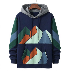 Sudadera con capucha para hombre con logo OEM personalizado, estampado multicolor, estilo urbano, venta al por mayor, forro polar grueso, bloques de color - Product Image 1