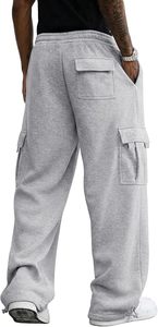 Pantalon de jogging cargo en molleton ample et décontracté pour homme, idéal pour la randonnée et l'entraînement sportif, avec poches - Product Image 4