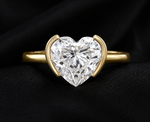 Anillo de Compromiso con Diamante Cultivado en Laboratorio de 3 Quilates, Corte Corazón, en Oro Sólido de 10K/14K/18K, Media Montura, Solitario, Certificado IGI, Color E - Product Image 1