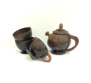 Tetera Artesanal de Madera de Coco de Vietnam para Preparar Té, Servir en la Mesa, Decoración Rústica para Cocina y Tiendas de Regalos - Product Image 3
