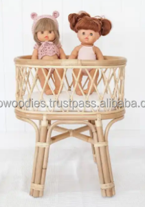 Handmade Wooden Baby Doll Cribs Wooden Bed Crib Bassinet <b>Cots</b> for Dolls Mini Furniture Eco-friendly Soft Bedroom Living Room - Product Image 2