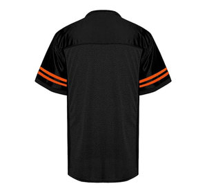 Premium Quality Men Black Mesh <b>Baseball</b> Jersey Short Sleeve V-Neck Moisture Wicking Striped Orange Trim Regular Fit All Seasons - Product Image 3