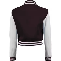 Veste universitaire color block pour femmes grandes tailles, manches contrastées, col montant, boutons pression, automne