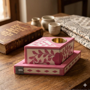 Caja Mubkhar de Sándalo con Incrustaciones de Nácar de Concha Marina, Quemador de Bakhoor, Madkhan, Bandeja de Servicio, Incienso para Té, Porta Incienso Moderno - Product Image 1