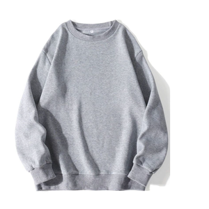 เสื้อสเวตเชิ้ตคอกลมทรงปกติสำหรับผู้ชาย ผ้าถัก สีเทาล้วน ผสมโพลีเอสเตอร์/คอตตอน สวมใส่สบาย เป็นมิตรกับสิ่งแวดล้อม ป้องกันรอยยับ - Product Image 1