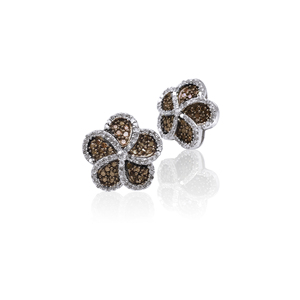 0.88 Cttw White & Brown Diamond Stud <b>Earrings</b> 925 Sterling Silver, Round Cut Natural Diamond <b>Earrings</b> for Women, Push <b>Back</b> - Product Image 2