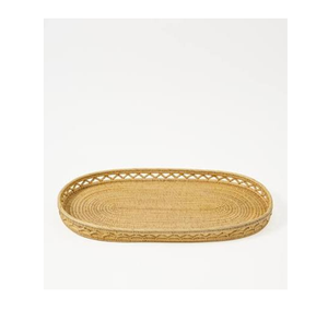 Plateau décoratif en rotin, forme florale, avec poignées, style rustique, article multifonctionnel et personnalisable - Product Image 6