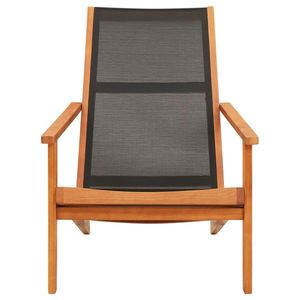 Chaise de jardin en bois d'eucalyptus massif et textilène noir, design hybride bois naturel et tissu noir - Product Image 2