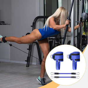 Bandes de résistance élastiques en nylon bleu avec crochets mousquetons pour l'exercice physique, utilisables en toutes saisons - Product Image 4