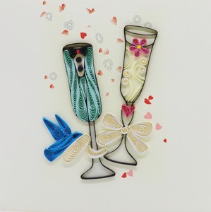 Quilling <b>Card</b> Paper Wedding Toast Glasses Handmade Greeting <b>Card</b> Envelope Bow Decorations Floral Theme Customized Carnation - Product Image 1