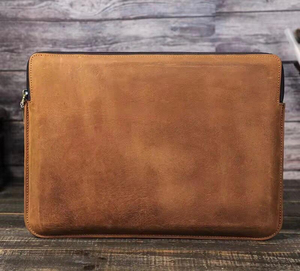 business leather <b>bag</b> with structured compartments for laptop <b>documents</b> and office supplies leather laptop briefcase - Product Image 4