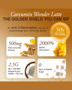 Mélange instantané de lait doré au curcuma Wonder Latte pour des bienfaits anti-inflammatoires et une boisson bien-être quotidienne - Product Image 2