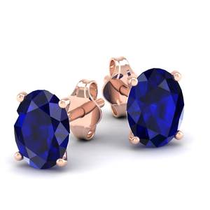 REYES, Nuevo Diseño, Pendientes de Diamantes de Oro de 14K, Alta Calidad, Corte Ovalado, 2.42 Quilates, Zafiro Azul, Joyería para Mujer - Product Image 1