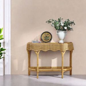 Premium Rattan <b>Console</b> <b>Table</b> Handmade Natural Woven Entryway <b>Storage</b> Cabinet for Modern Living Room Furniture - Product Image 3