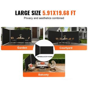 Tenda Laterale Retrattile in Alluminio per Esterni 71 x 236, Schermo per Patio Impermeabile in Poliestere 280g con Protezione UV 30+ - Product Image 6